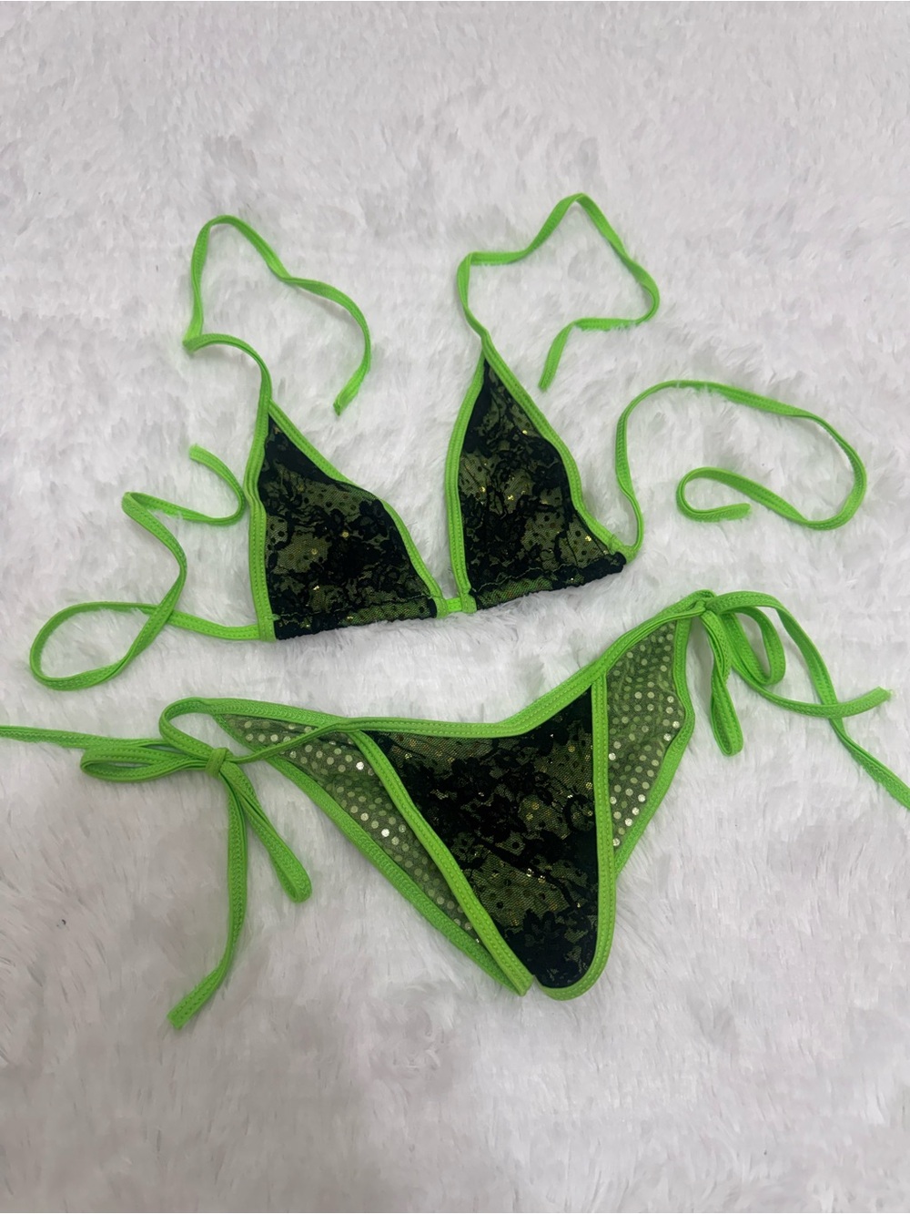 New small neon green micro bikini dancer festival rave outfit y2k swimsuit